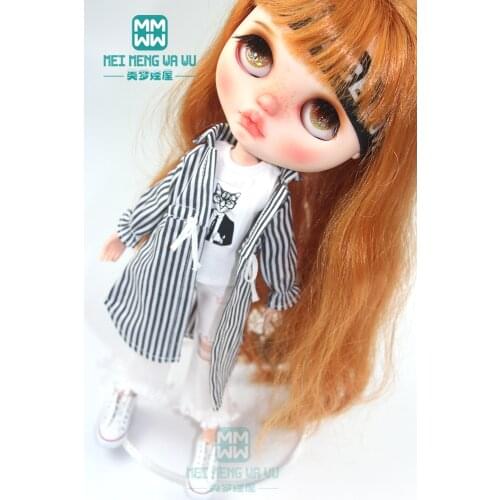 1pcs Blyth doll Clothes fashion Striped shirt, sweatpants, vest, sneakers for blyth azone ob24 1/6 dolls Accessories
