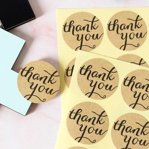102pcs Kraft Thank You Stickers Retro Round Kraft Seal Sticker DIY Candy Cookie Packaging Bags Decoration Sealing Labels