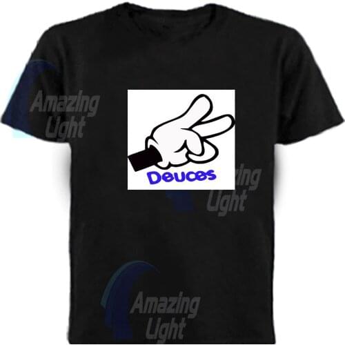 18pcs/lot led sound active light up and down T shirt with 2pcs AAA battery inverter