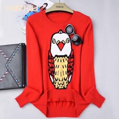 2017 autumn and winter o-neck pullover cashmere sweater female short design elegant owl slim cashmere basic sweater