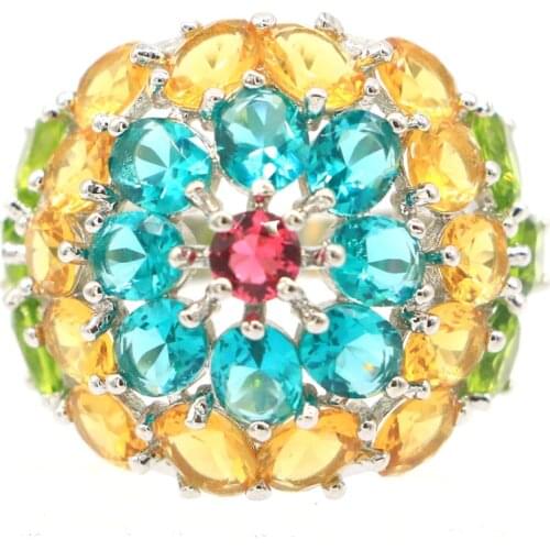 18x17m SheCrown Lovely Cute Created Violet Tanzanite Iolite Womans Daily Wear Silver Rings