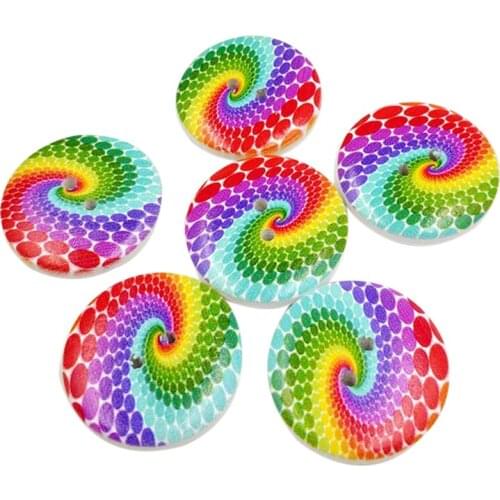 50Pcs Wooden Buttons Rainbow Bread Sewing Scrapbooking DIY Accessory Decoration
