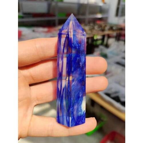 75-85mm Blue Smelting Wand Point Quartz Crystals Healing Reiki Gemstones Feng Shui Home Decoration Stones
