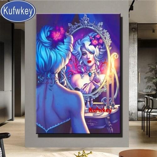 Diamond Painting Beautiful Mirror Beauty Mosaic Cross-stitch Square Drill Round Drill Home Decorative makeup women 5D handicraft