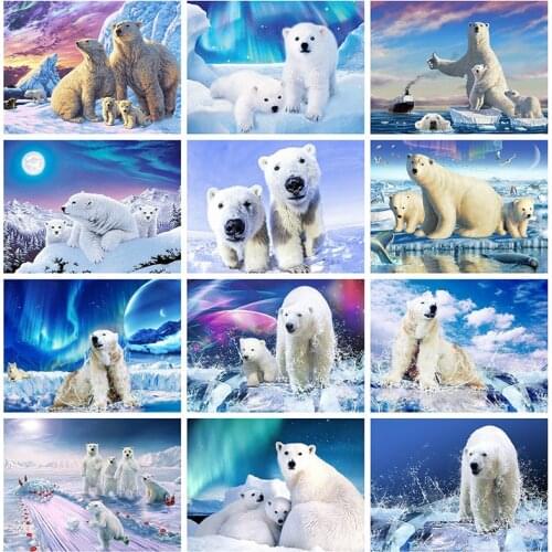 DIY Diamond Painting Polar Bear Full Square Diamond Embroidery Animal Cross Stitch Mosaic Home Decoration