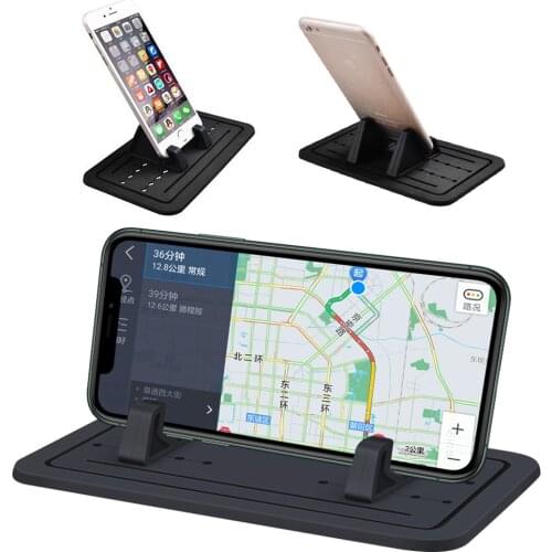 Car Phone Holder Soft Silicone Stand Bracket Anti Slip Dashboard Mat Pad Phone Mount Holder For iphone 11 Pro Xiaomi Phone Gift