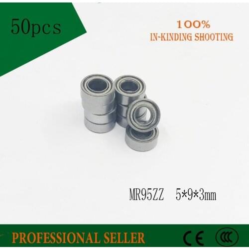 Free shipping MR95ZZ ABEC-1 (50PCS) 5X9X3mm Miniature Ball Bearings L-950ZZ JIS0 P0 MR95 ZZ