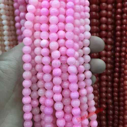 Free Shipping Wholesale 6mm 8mm 10mm 12mm Natural Stone peach Pink Jadee round Beads For Bracelet Necklace Jewelry Making