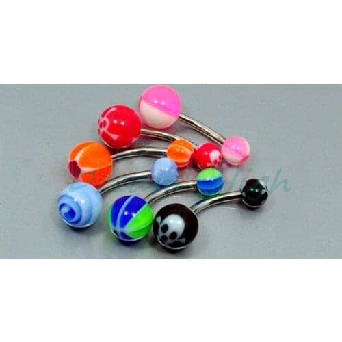 Free shipping UV Acrylic ball Navel piercing body jewelry Mixed color 100pcs/lot