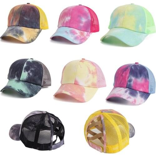 New Fashion Tie Dye Baseball Caps Hot Colorful Snapback Hat Outdoor Adults Sun Graffiti Ponytail Hats Women And Men Sun Cap