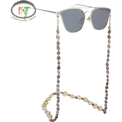 F.J4Z Hot Mask Chain Holder Women Glasses Chains Nature Seashell Sunglasses Straps Cowrie Eyewear Holder Sun Glasses Accessories