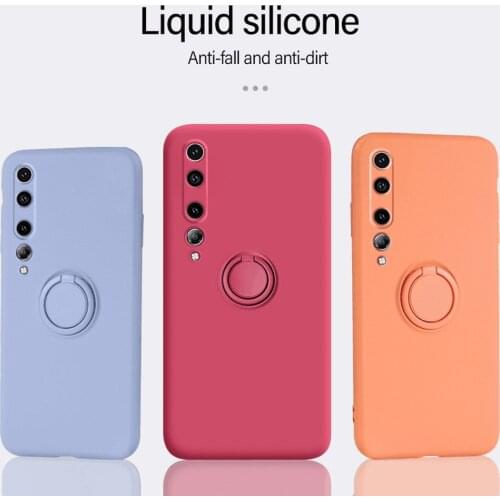 Liquid silicone Ring Case For OPPO Reno 5 Pro 4 SE 3 Shockproof Bracket Back Cover For OPPO Find X2 Pro 5G Anti-fall Phone Cases