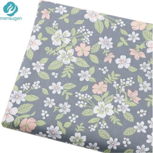 Mensugen 50cm*160cm Flower Grey Cotton Fabric for Patchwork Blanket Textile Baby Crib Sewing Material Tilda Doll Cloth