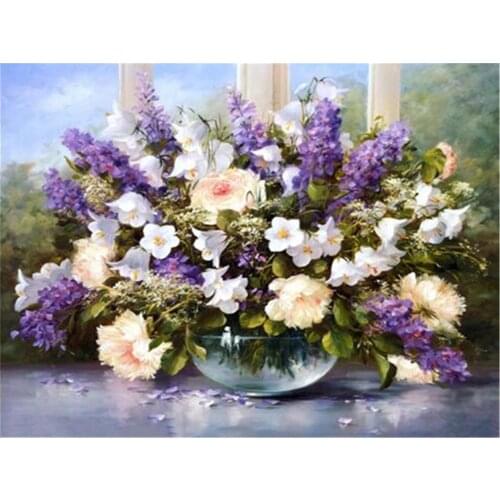 Flowers DIY 11CT Cross Stitch Embroidery Kits Needlework Craft Set Printed Canvas Cotton Thread Home Decoration New Sale