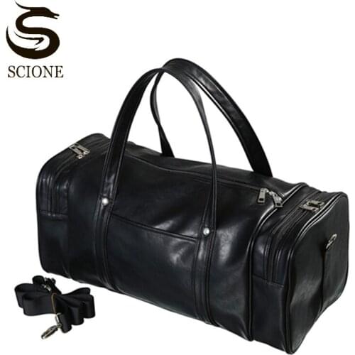 Men High Quality PU Leather Travel Bag Male Female Handbags Large Capacity Outdoor Luggage Hand Bag Big Crossbody Waterproof Bag