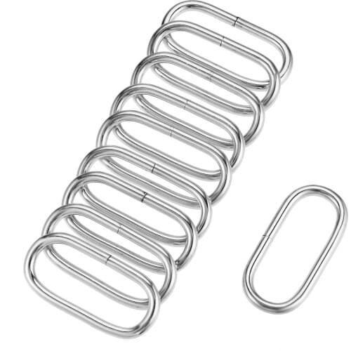 Uxcell Metal Oval Ring Buckles 50x19mm for Bags Belts DIY Silver Tone 10pcs