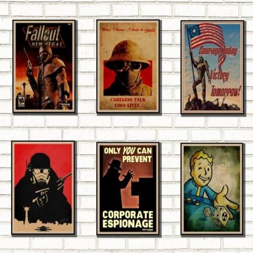 Fallout 3 4 Game Poster Fallout Series Game retro Poster Retro Kraft Paper Bar Cafe Home Decor Painting Wall Sticker
