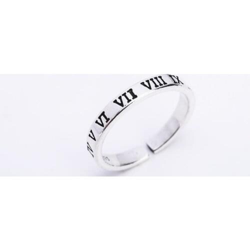 Ring For Women Females Jewelry Accessory Gift Silver-Plated Resizable Design Vintage Retro Ring 2020 New Roman numerals Open