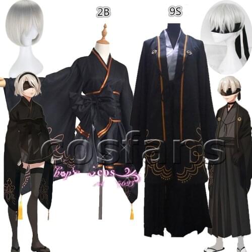 Game NieR Automata figure 2B 9S Fanart Kimono Suit Uniform Halloween Party Cosplay Costume for women men Adult Kimono Free Ship