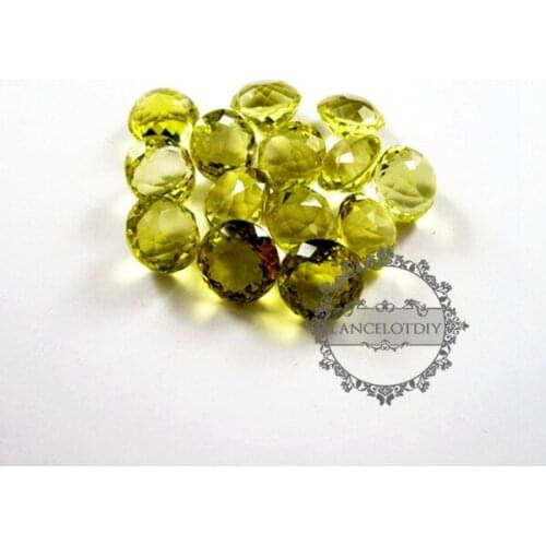 14-14.5mm round faceted cut natural lemon quartz semi precious loose stone diy ring,earrings, charm cabochon 4110103