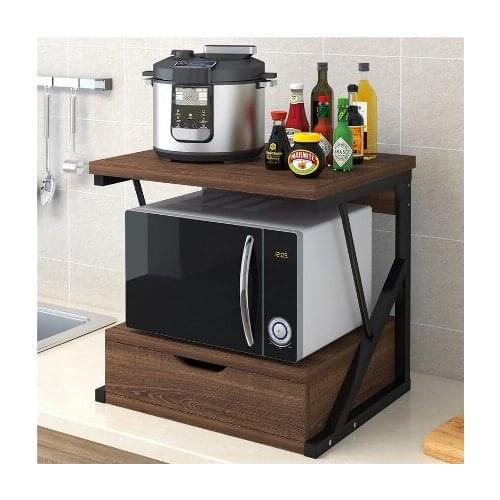 Kitchen Racks Spice Racks Wooden Microwave Oven Storage Racks Floor Double Layers Desktop Oven Racks Home Furniture Organizer