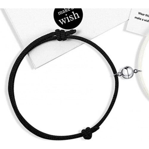 80%HOT1 Pair Couples Bracelets Weaving Magnet Attract Long-distance Lover Hand Rope