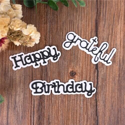 Metal Cutting Dies Cut Die Mold Happy Birthday Grateful Hello Letter Scrapbook Paper Craft Knife Mould Blade Punch Stencils Dies