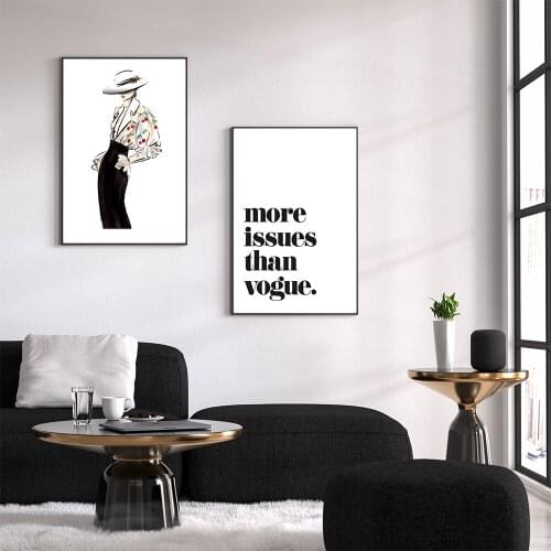 Boho Cover Fashion Woman Poster Black White Canvas Painting Art Print Quote Modern Wall Picture For Living Home Room Decor