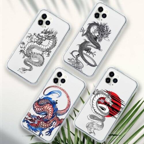 Fashion Dragon Animal Pattern Phone Cases Transparent soft For iphone 5 5s 5c se 6 6s 7 8 11 12 plus mini x xs xr pro max