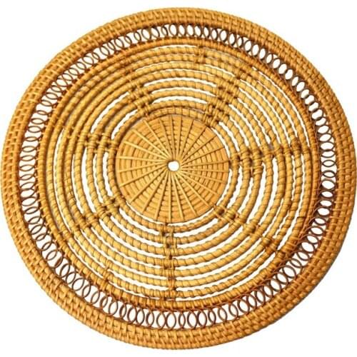 Rattan Weave Cup Mat Set Drink Coasters Round Pot Pad Table Placemat Home Decoration Insulation Handmade Coffee Mat
