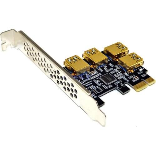 New 4 Ports PCIe Riser Adapter Board PCI-E 1x to 4 USB 3.0 PCI-E Rabbet GPU Riser Extender Ethereum ETH/Monero XMR/Zcash ZEC 16X