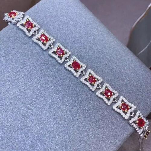 New Design Natural and Real Fashion Ruby Bracelet 925 Sterling Silver Ruby Bracelet Engagement Best Gift
