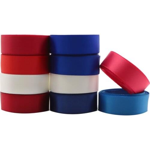 5/8" Solid 4th of July Satin Ribbon 20yards/set DIY Handmade Bows Gift Packaging Party Decoration Accessories Ribbon Blue Red