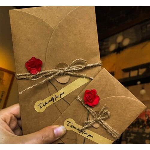Kraft Paper Retro Style Diy Creative Gift Card Paper Handmade Dried Flower Greeting Card Christmas 2021 School Stationery