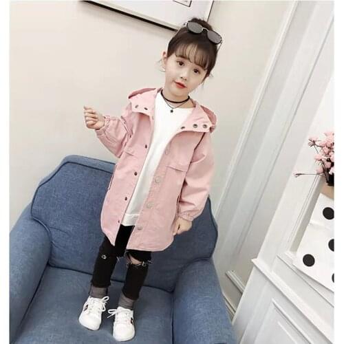 Pink Color Hooded Cute Girls Coat 2-6 Years Kids Cotton Jackets Clothing For Baby Girls Spring Autumn Windbreaker Outwear Coats