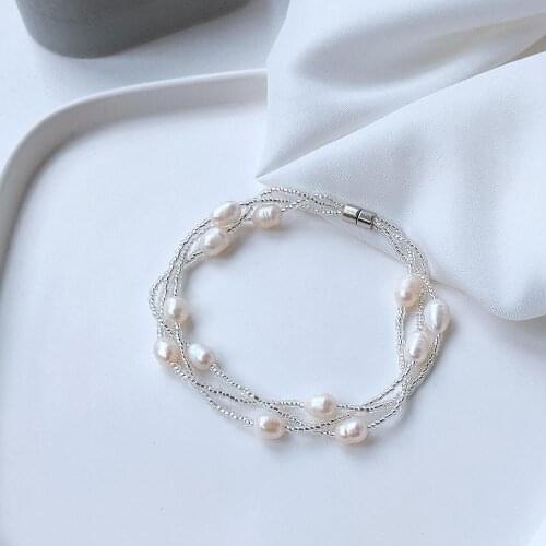 Promotion Hand Woven Natural Freshwater Pearl Lady Bracelet Original Jewelry For Women Wedding Gift Girlfriend