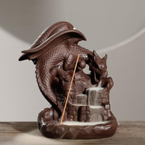With 20pcs Incense Coens Dragon Pterosaurs Back Flow Reflux Incense Burner Home Decor Ceramics Ornament Incense Base