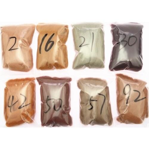 8 Colors Brown Animal Series Felting Wool Fibre Flower Animal Wool Roving Needle Handmade Spinning DIY Craft Materials 2/5/10g