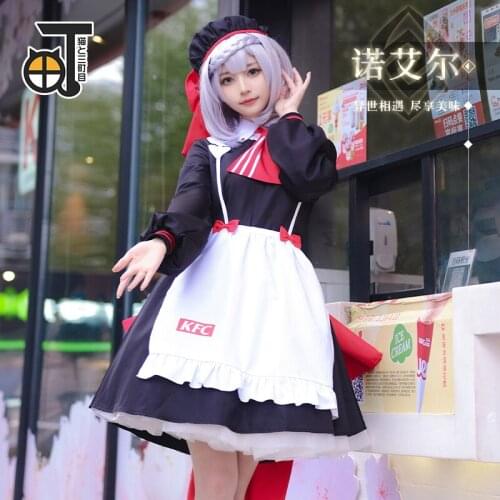 STOCK Genshin Impact Cosplay Noelle Diluc KFC Cosplay Costume Cute Style Full Set Of Clothes 2021 New