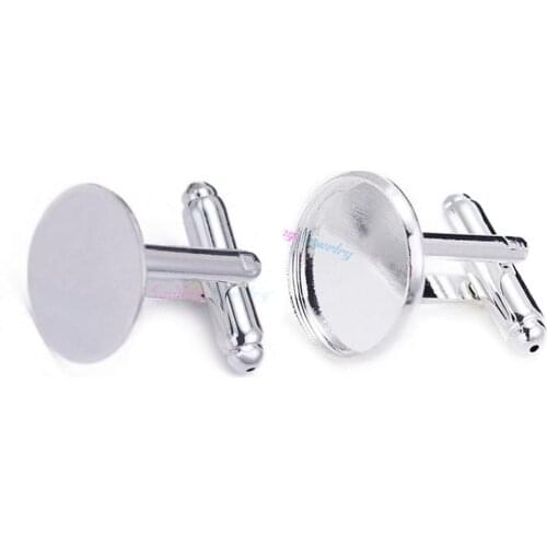 10pcs 10mm-25mm Cuff links Round Copper Silver Plated Rhodium Cufflink Blanks Backs For DIY Glass Cabchon Jewelry Findings
