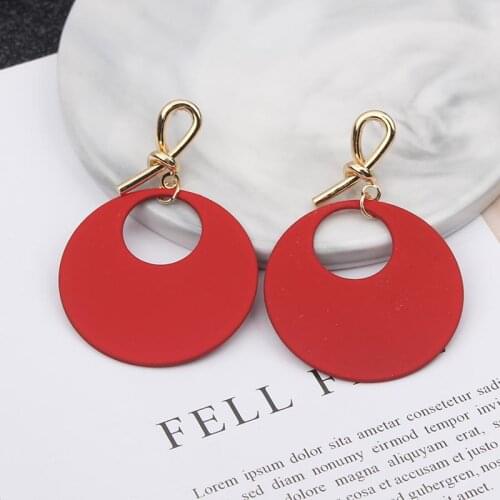 Women Statement Earrings Red Black White Green Gold Irregular Big Round Circle Geometric Earrings Punk Drop Earring Jewelry 2020