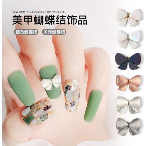 10pcs/lot 3D Opal Shell Bow Alloy Metal Natural Stones Nail Art Decorations Supplies Nails Accesorios Jewelry Designs Charms