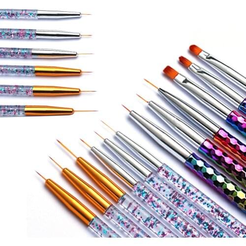 3pcs/set Nail Art Liner Drawing Pen Brush DIY UV Gel Grid Line Stripes Painting Pen Acrylic Brush Handle Manicure Tools