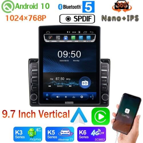 360 Panoramic Camera 9.7" Vertical Tesla Android 10.0 Car Media Radio GPS PX6 4+64G For Audi AUDI A4 2002-2008 4G WiFi Nano+IPS