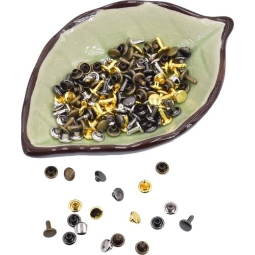 4mm 5mm Leather Crafts 100pcs Double Cap Tubular Sewing Rivet Leather Punk Studs Repair Setting DIY Luggage Leather Metal Craft