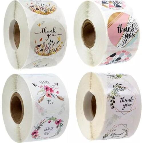 500Pcs Thank You for Paper Envelopes Stickers Thank You Label Sticker Fresh Roll Adhesive Shipping Mail Labels