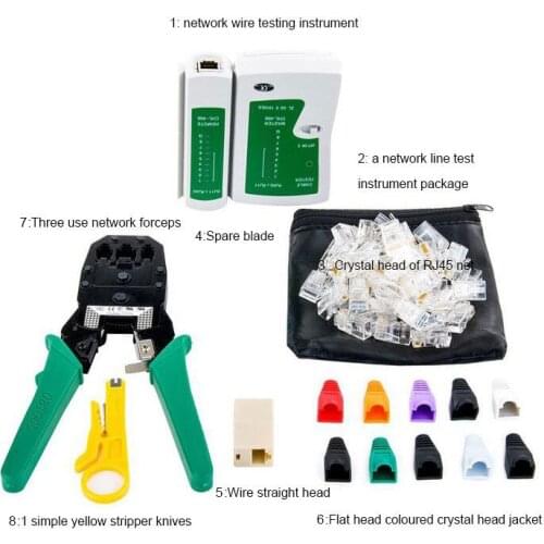 7pcs/set RJ45 RJ11 RJ12 CAT5 CAT5e Portable LAN Network Repair Tool Kit Utp network cable tester Plier Crimping tool Plug Terow