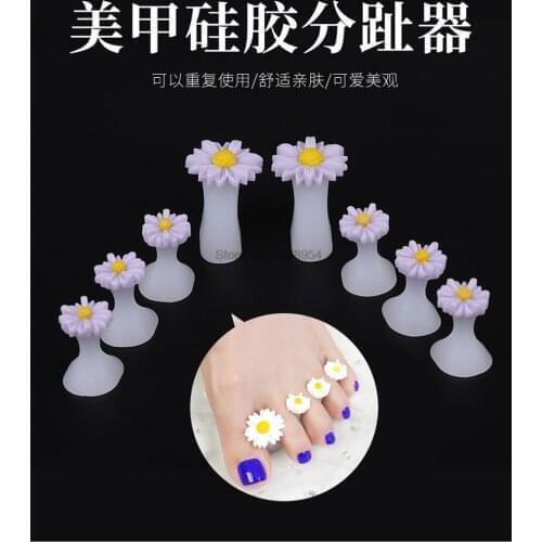 500set 8pcs Nail art Toe Separator Flower Heart Pearl Diamond Silicone Foot Toes Separators Silica Gel Finger Toe Spreader