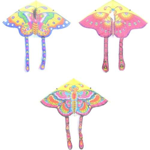 90*50cm Foldable Nylon Rainbow Butterfly Kite Outdoor Childrens Kite Stunt Kite Surf with 50M Control Bar and Line Random Color