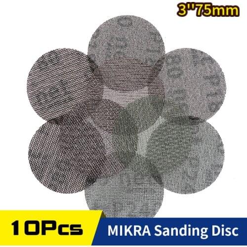 10 Pcs 3 Inch 75mm Mesh Abrasive Dust Free Sanding Discs Dry Sandpaper 80 to 320 Grit For Car Furniture Metal Grinding